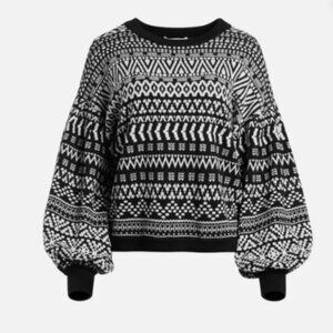 Alice + Olivia Oversize Hazel Pleated Blouson Sleeve Sweater S M EUC!